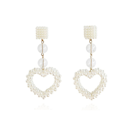 Iris Pearly Heart Drop Earrings (My ears are pierced)