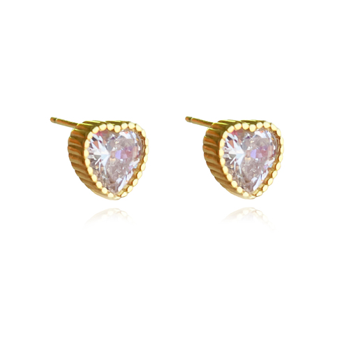 Avila Zircon Love Heart Earrings (Gold)