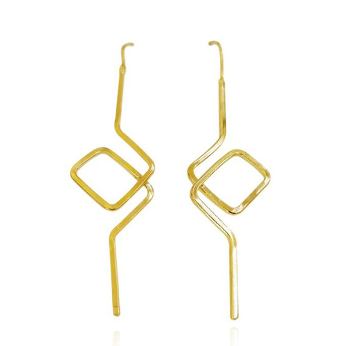 Hughette 24K Artisan Line Art Earrings