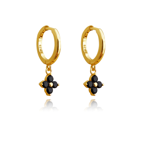 Fleur Noir CZ Drop Earrings