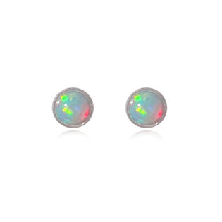 Lue Dainty Opal Stud Earrings (Silver)