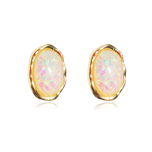 Alyn Artisan Opal Stud Earrings (Gold)
