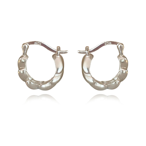 Davina Croissant Hoop Earrings (Silver)