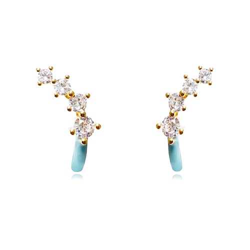 Gabrielle Pastel Diamante Climber Earrings (Blue)