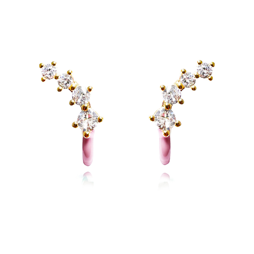 Gabrielle Pastel Diamante Climber Earrings (Pink)