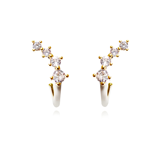 Gabrielle Pastel Diamante Climber Earrings (White)