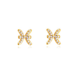 Pisces Artisan Zirconia Pavé Stud Earrings (Gold)
