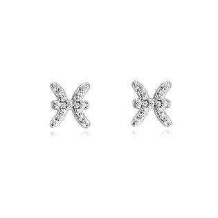 Pisces Artisan Zirconia Pavé Stud Earrings (Silver)