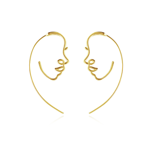 Vianca Artsy Face To Face Earrings (Gold)