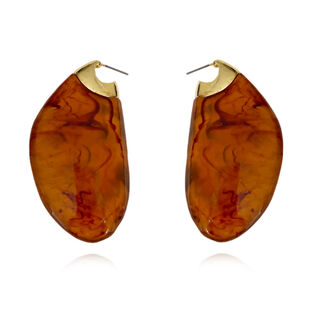 Raya Bold Arc Resin Drop Earrings (Caramel Brown)