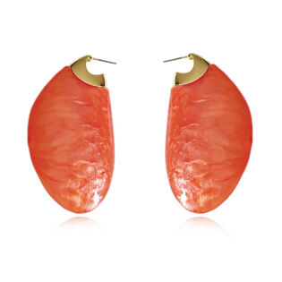 Raya Bold Arc Resin Drop Earrings (Sunset Peach)