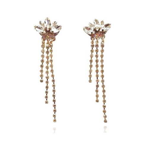 Lilie Crystal Tassel Earrings  (my ears are pierced)