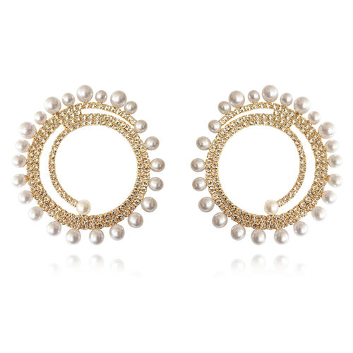 Mirabella Catwalk Diamante Statement Earrings (Gold)