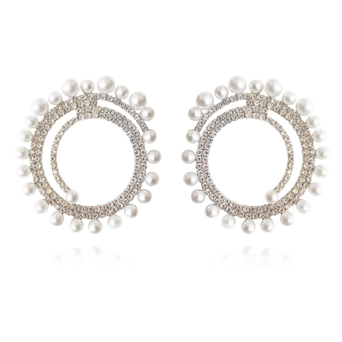 Mirabella Catwalk Diamante Statement Earrings (Silver)