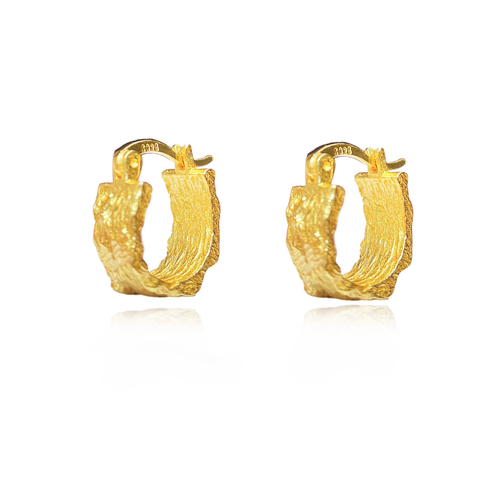 Olli Textured Sculpture Huggie Earrings (Gold Vermeil)