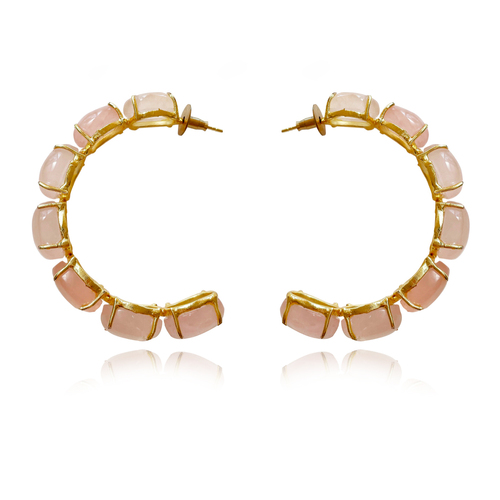 Blush Rose Quartz Hoop Earrings