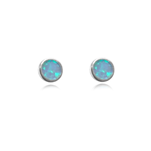 Miray Dainty Opal Stud Earrings (Silver)