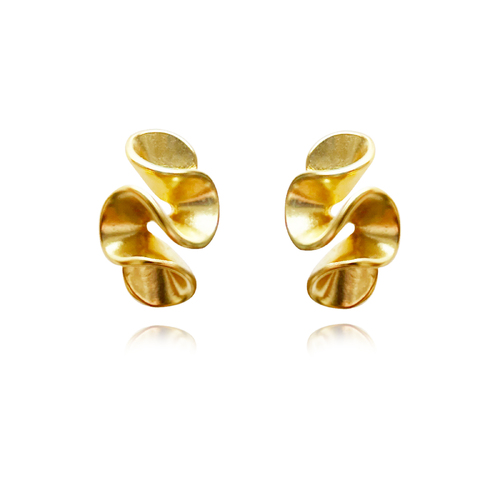 Fauve Artisan Sculptural Ruffle Earrings (Gold)