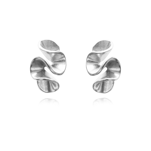 Fauve Artisan Sculptural Ruffle Earrings (Silver)
