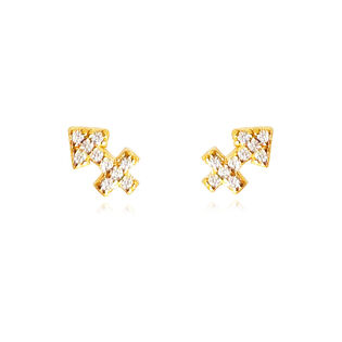 Sagittarius Artisan Zirconia Pavé Stud Earrings (Gold)
