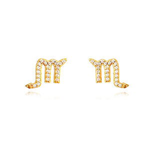 Scorpio Artisan Zirconia Pavé Stud Earrings (Gold)