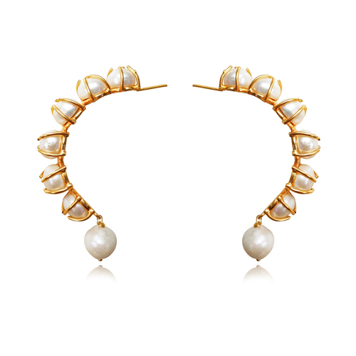Francine 24K Luxury Pearl Sculpture Earrings