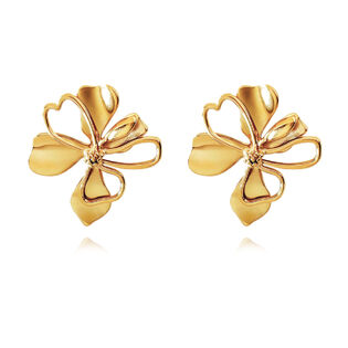 Jolean Sculptured Flower Statement Earrings (Gold)
