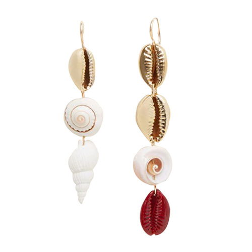 LuLu Bohemian Mismatching Shell Drop Earrings