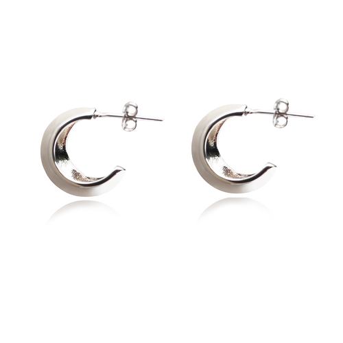 Estrid Solid Silver Bowl Hoop Earrings
