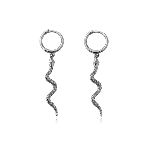 Bambie Serpent Drop Earrings (Silver)
