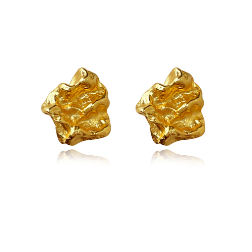 Imani Solid Sculpture Stud Earrings (Gold)