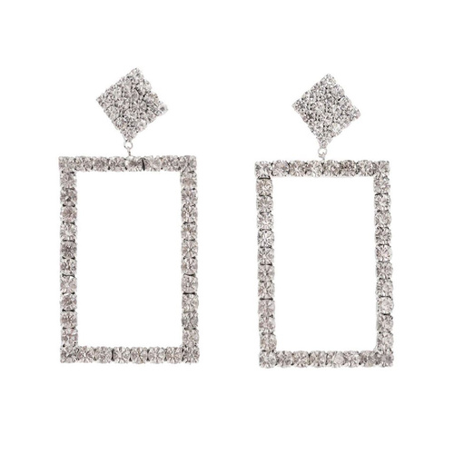 Gemette Rectangular Rhinestone Catwalk Earrings (my ears are pierced)