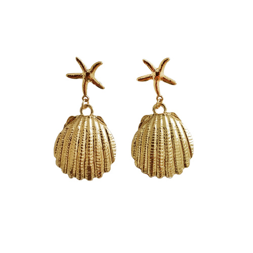 Acela Beach Goddess Star Shell Earrings (for pierced ears)
