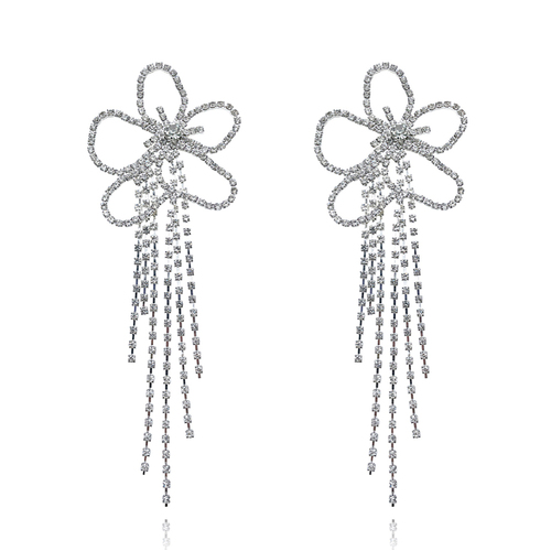 Augustin Catwalk Diamante Tassel Flower Earrings