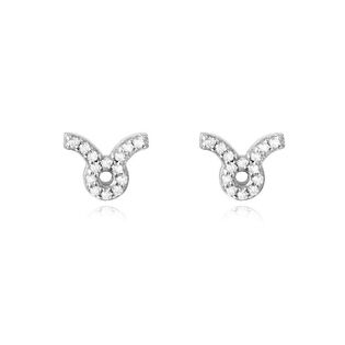 Taurus Artisan Zirconia Pavé Stud Earrings (Silver)