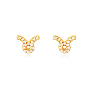 Taurus Artisan Zirconia Pavé Stud Earrings (Gold)