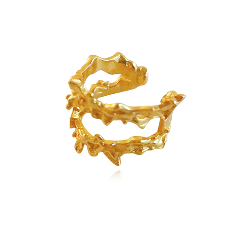 Ivor Ear Contour Textured Twin Line Cuff Earring (Single Piece)