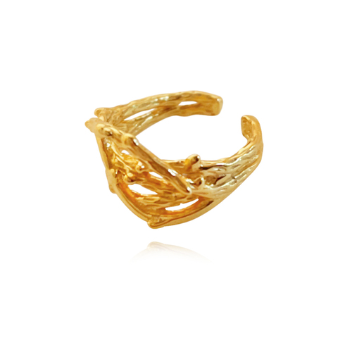 Miko Ear Contour Textured Sculpture Cuff Earring (Single Piece)