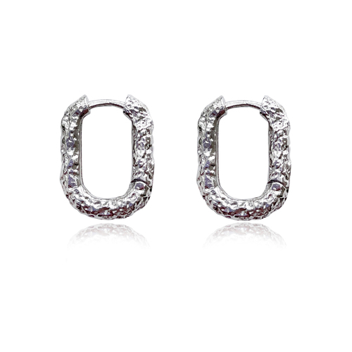 Elma Textured Dainty Huggie Earrings - Silver