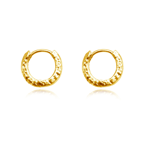 Edda Textured Dainty Sleeper Hoop Earrings (Gold Vermeil)