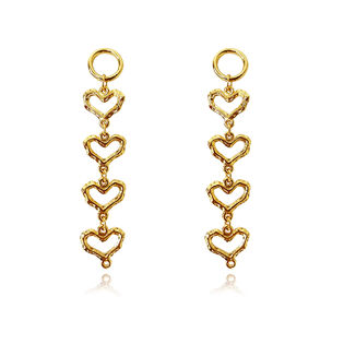 Haven Artisan Sculptured Heart String Earrings (Gold)