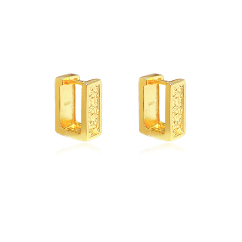 Adelyn Art Deco Textured  Huggie Earrings (Gold Vermeil)