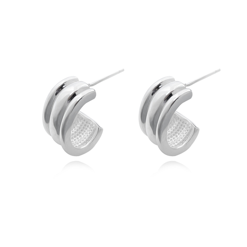 Hani Silver Curved Earrings 