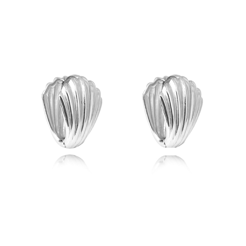 Esmarie Twin Clam Huggie Earrings (Silver)
