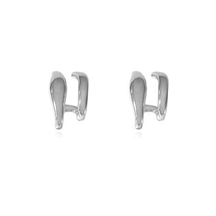 Asta Sculptural Twin Line Earrings (Silver)