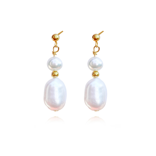 Rhea Twin Freshwater Pearl Drop Earrings