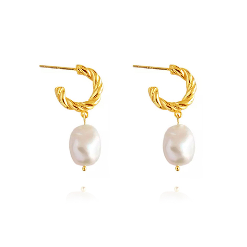 Adley Pearl Drop Earrings (Gold Vermeil)