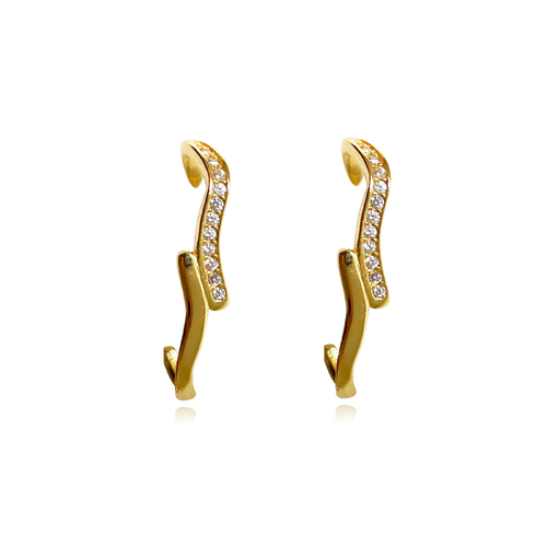 Berte Artsy Ear Hook Stud Earrings (Gold)