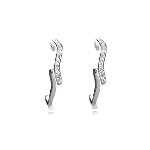 Berte Artsy Ear Hook Stud Earrings (Silver)