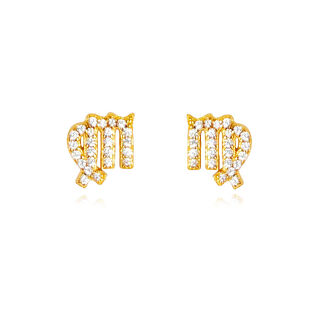 Virgo Artisan Zirconia Pavé Stud Earrings (Gold)